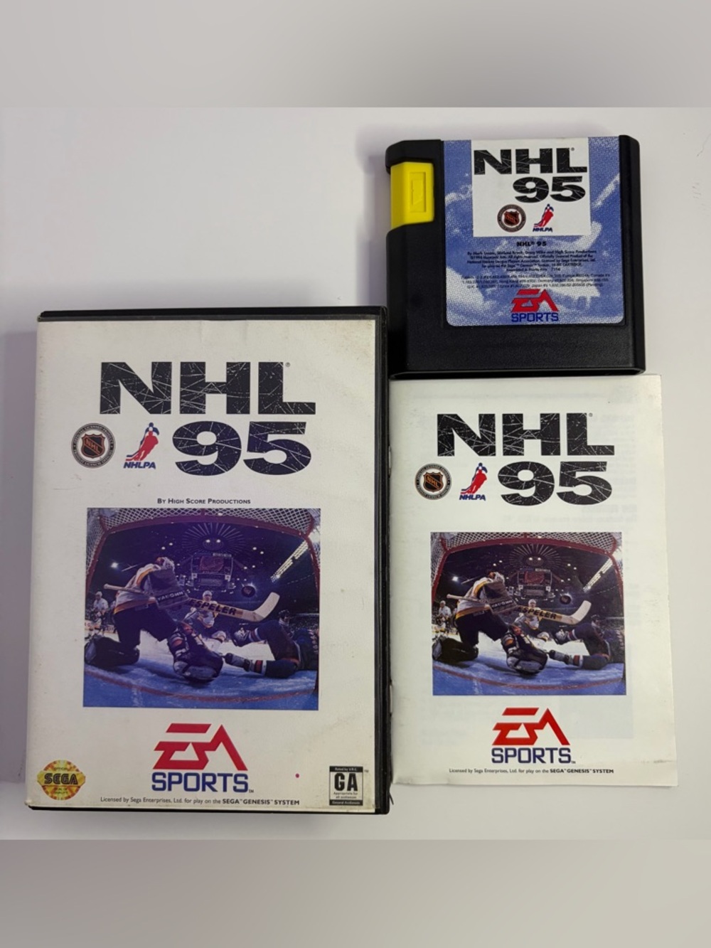 EA Sports NHL 95 Video Game - White & Black (Sega Genesis)